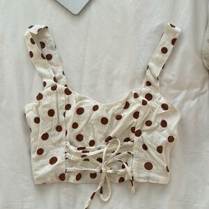 Abercrombie Brown and White Polkadot Cropped Tank